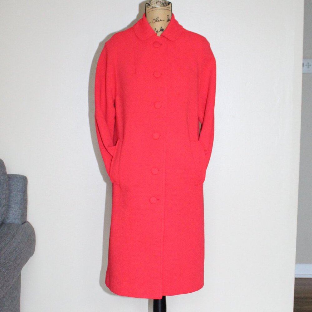 Vtg 60s The Puget Sounder Item House Poppy Orange All Weather Coat Women's S